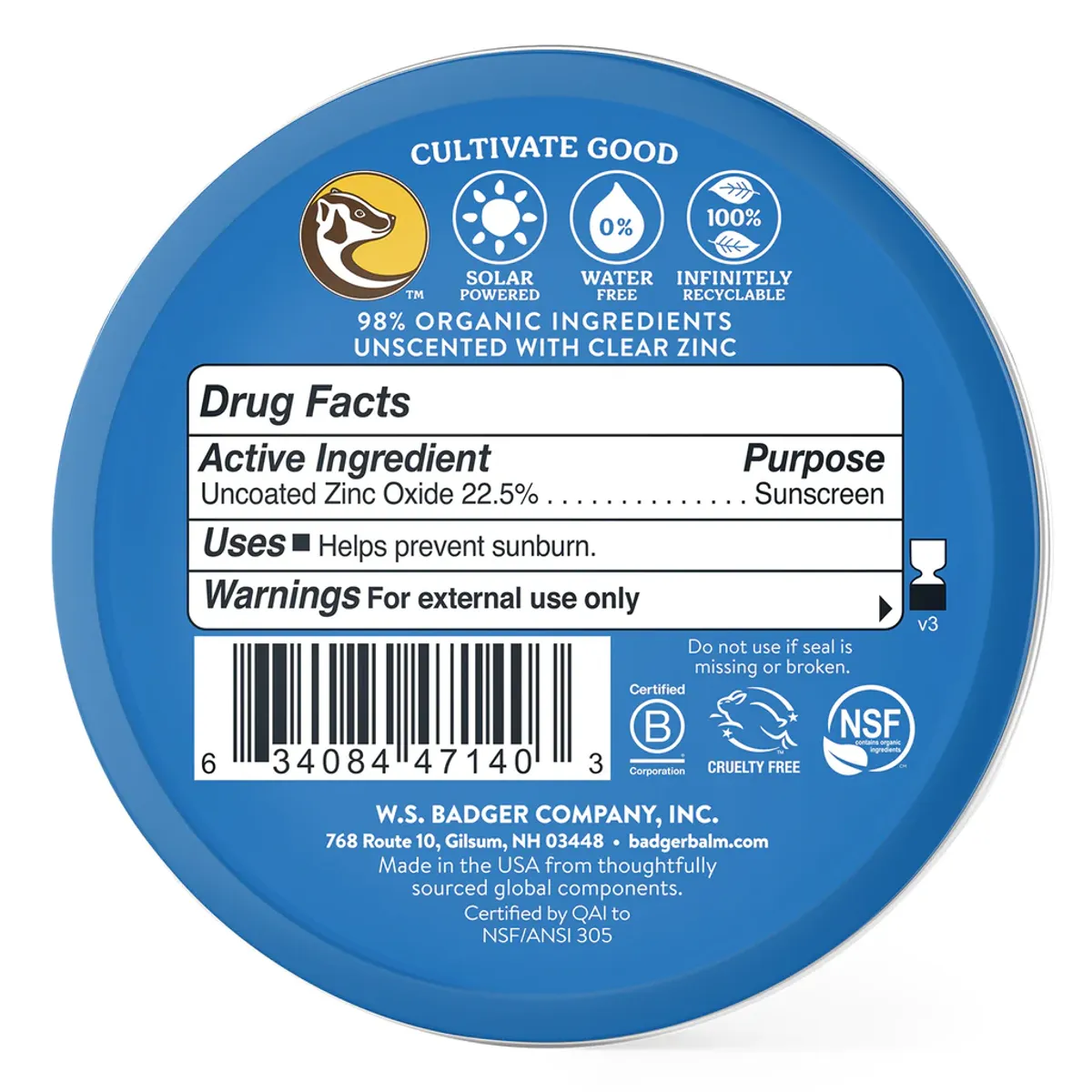 BADGER - Protector Solar Mineral Sport en lata - SPF 40