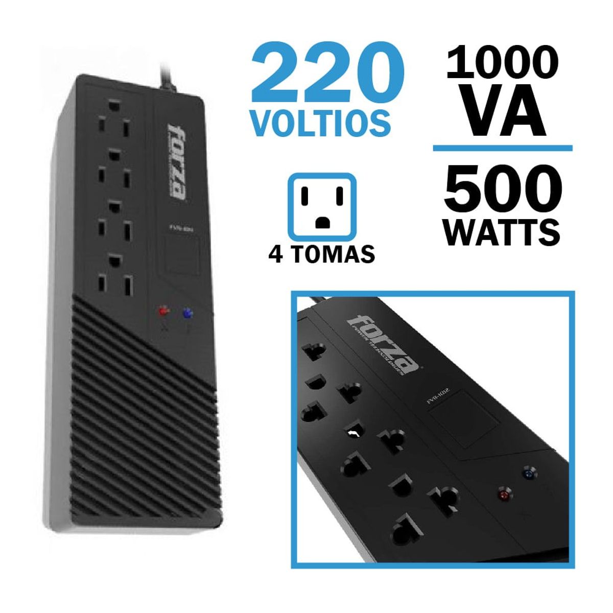 FORZA - Estabilizador Forza 1000VA FVR-1012 500W