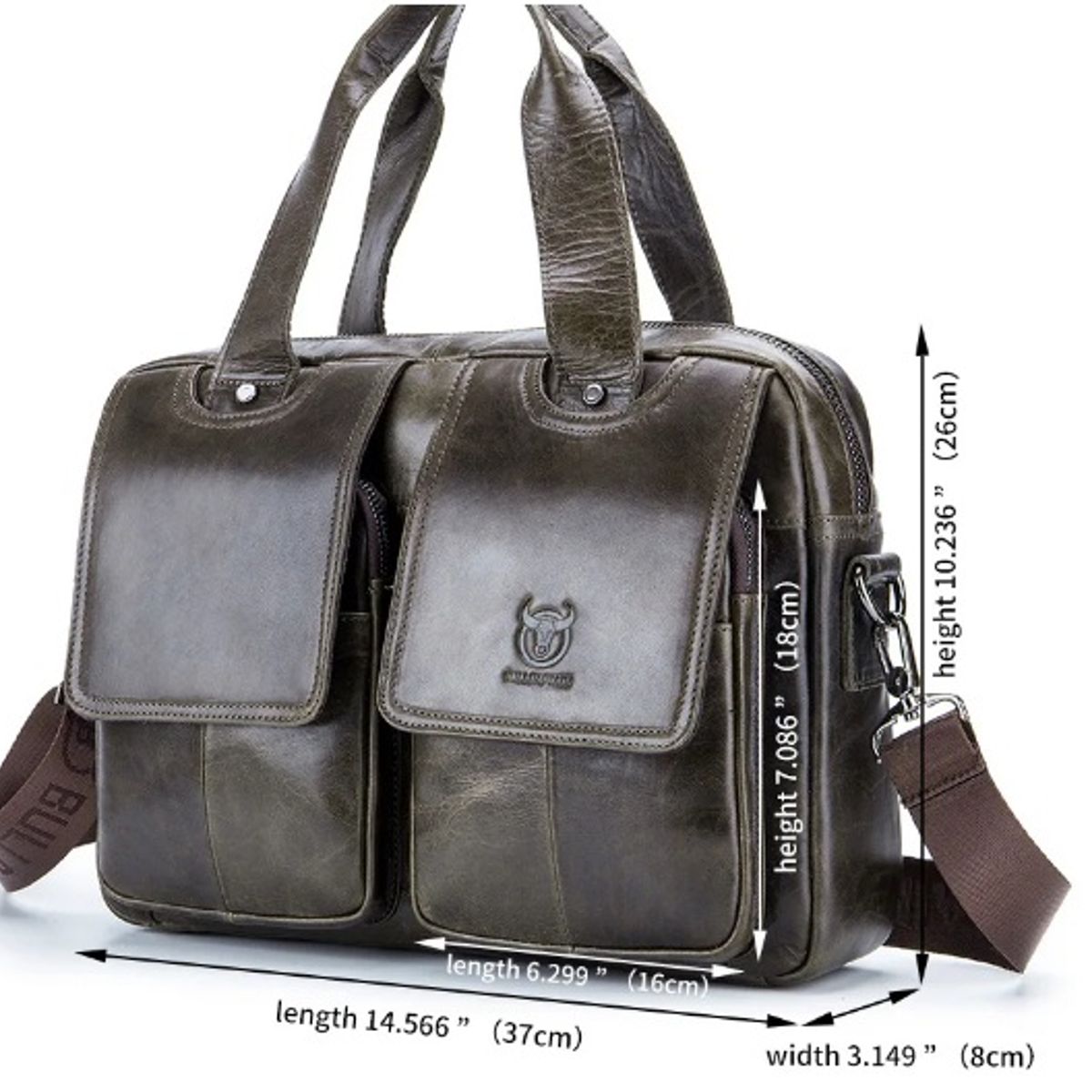 GENERICO - Maletin Morral de Cuero Genuino Bullcaptain Hombres