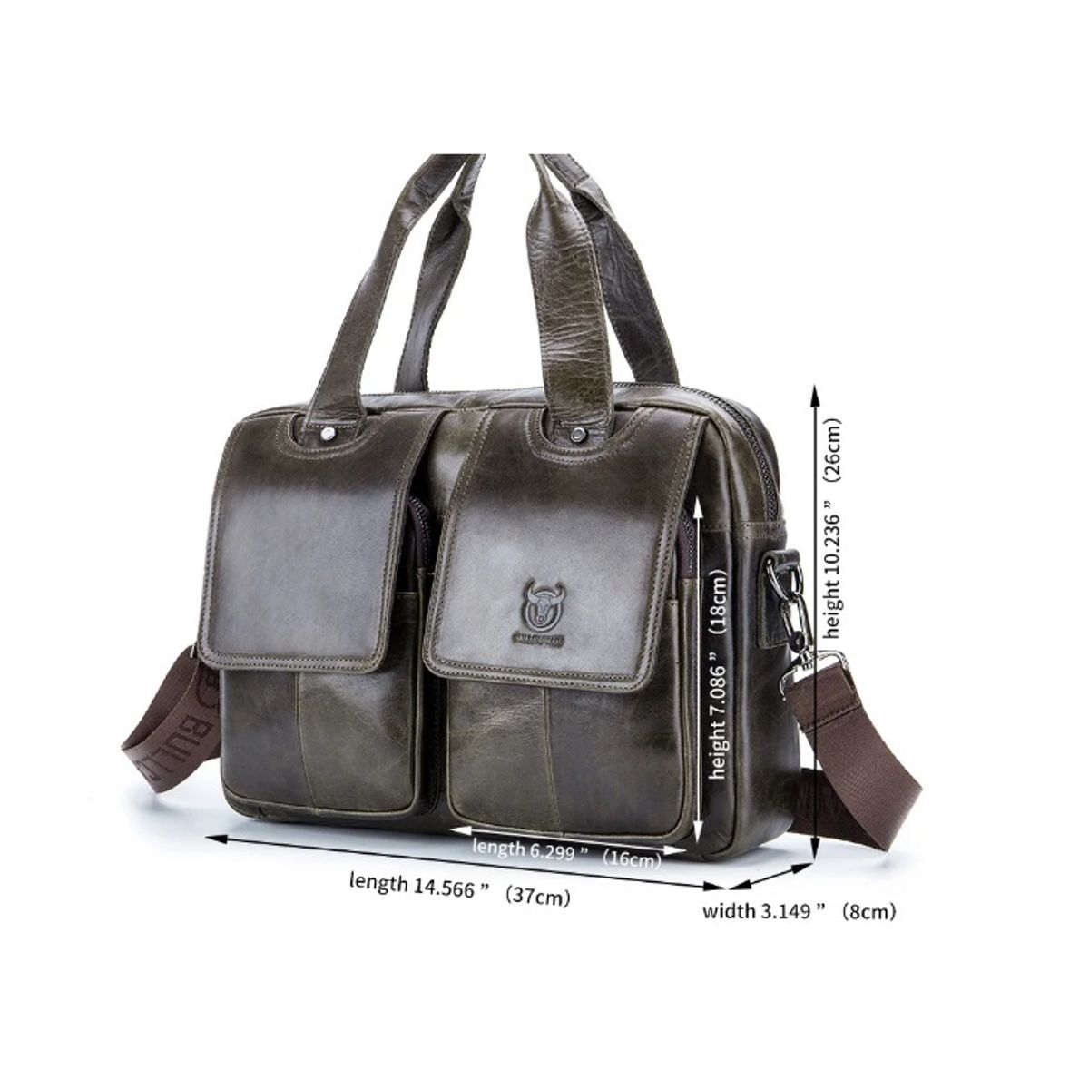 GENERICO - Maletin Morral de Cuero Genuino Bullcaptain Hombres