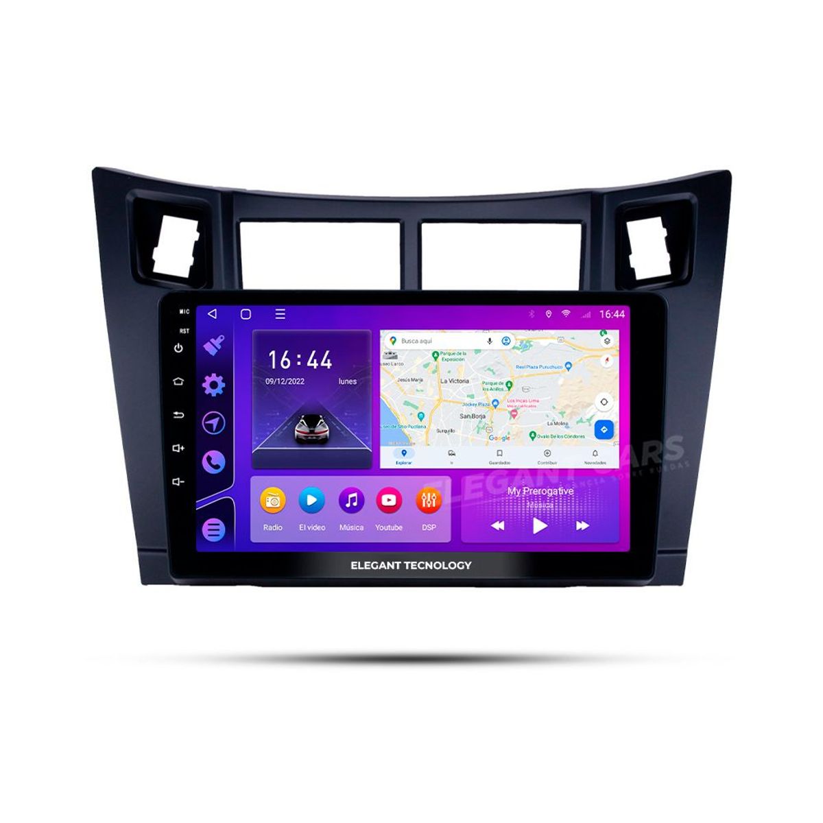 GENERICO - Autoradio Android Elegant Toyota Yaris Vitz Platz Negro 2005-2011 4-64Gb 4+64GB 8 Nucleos +Chip