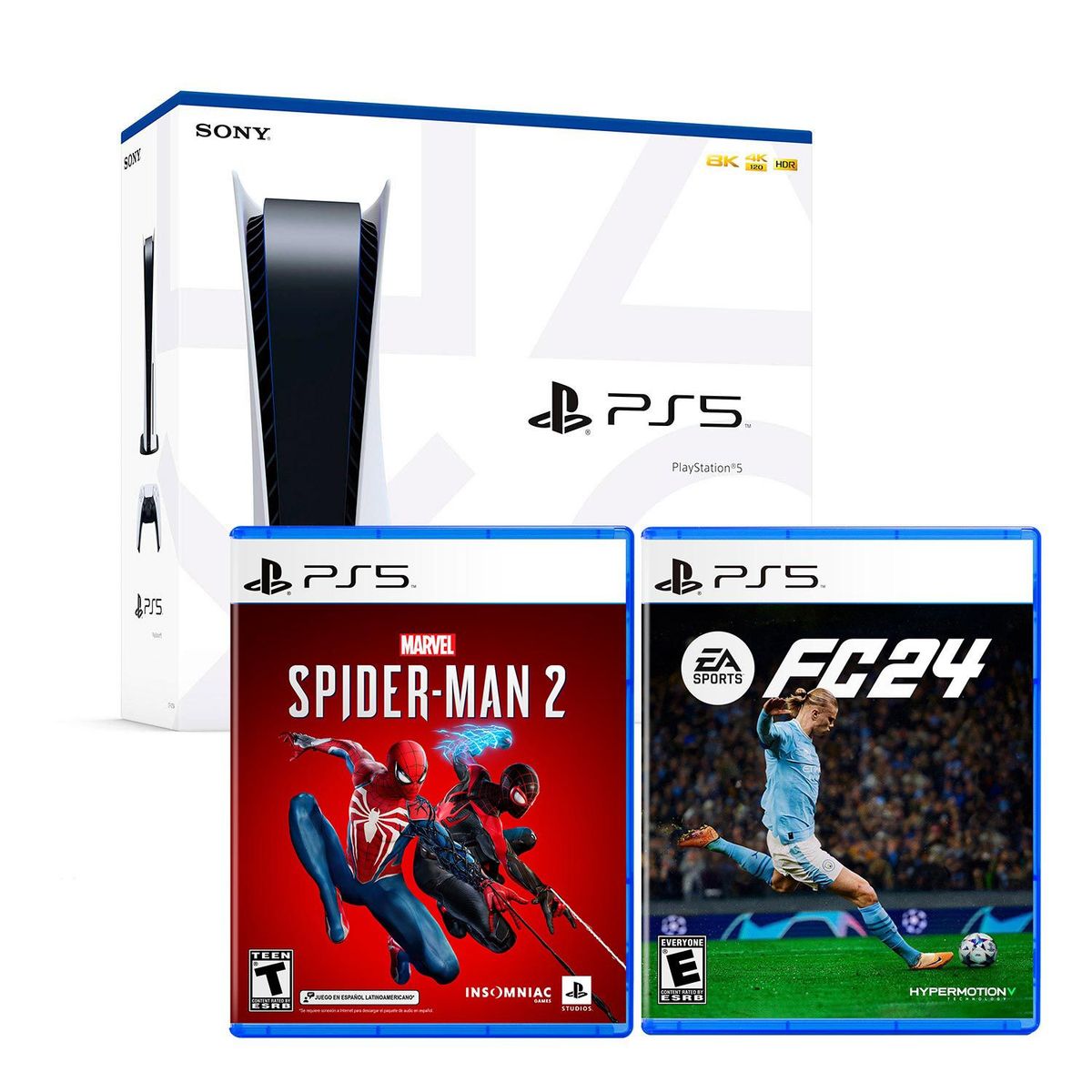 SONY - Consola Ps5 Con Lector De Discos + Spider Man 2 + Ea Sport Fc 24
