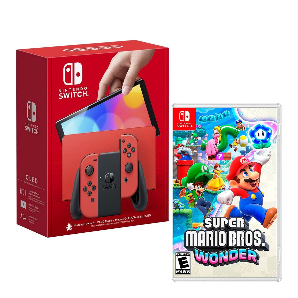 NINTENDO - Consola Nintendo Switch Oled Mario Red + Super Mario Wonder