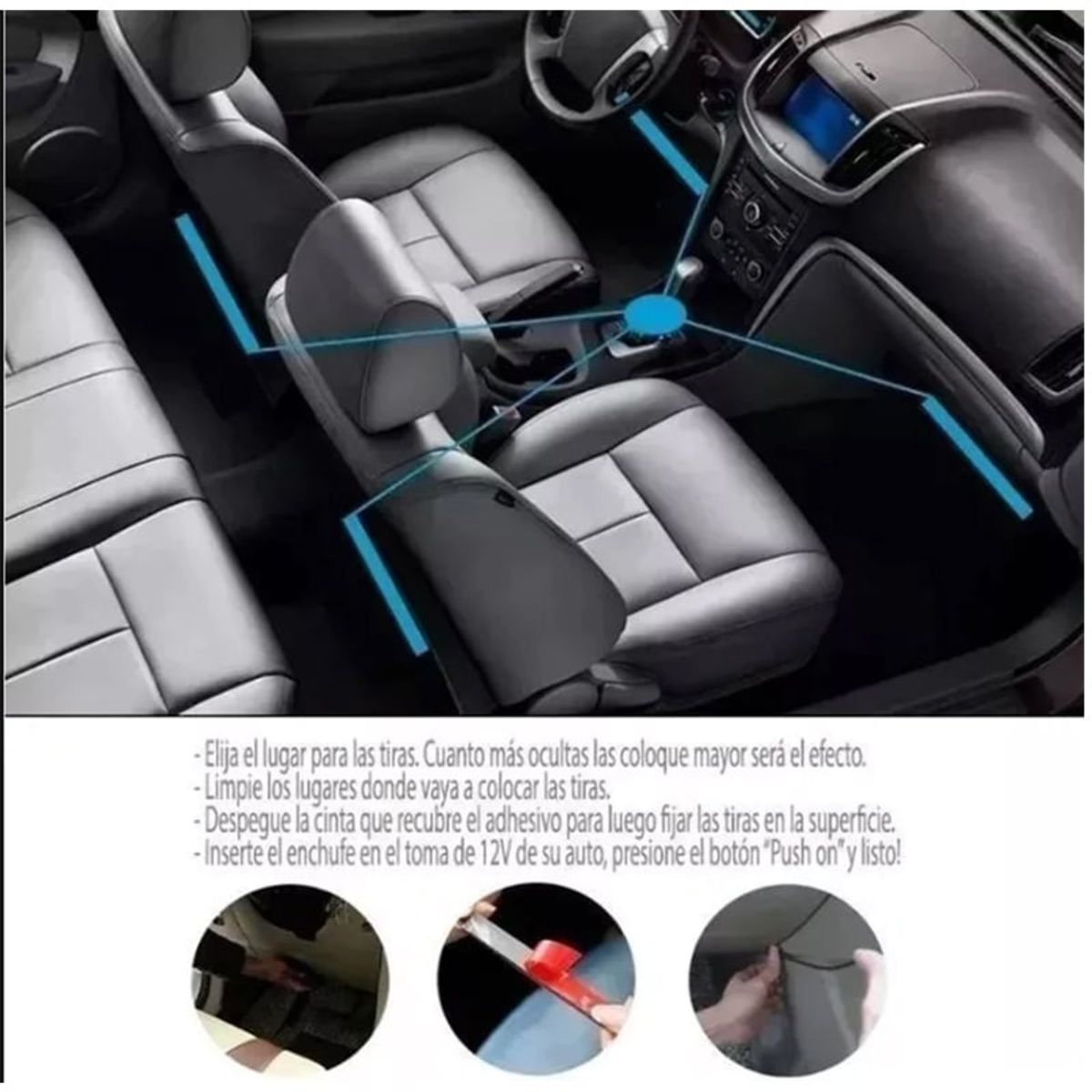 GENERICO - Luces led para interior de auto luz carro con Bluetooth