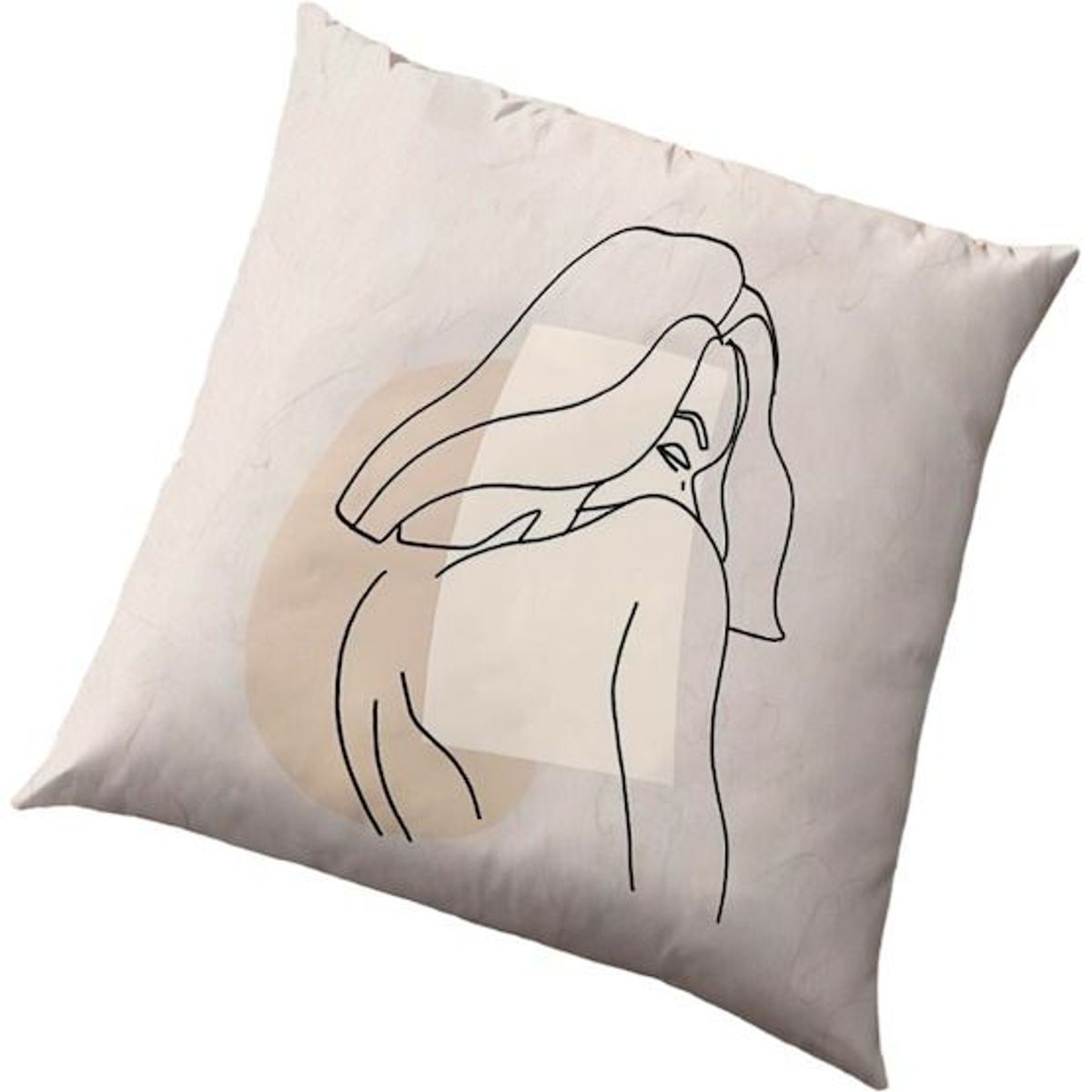 GENERICO - Funda Minimalista Abstracto Mujer Garabato Beige One Lineart 40x40 Cm
