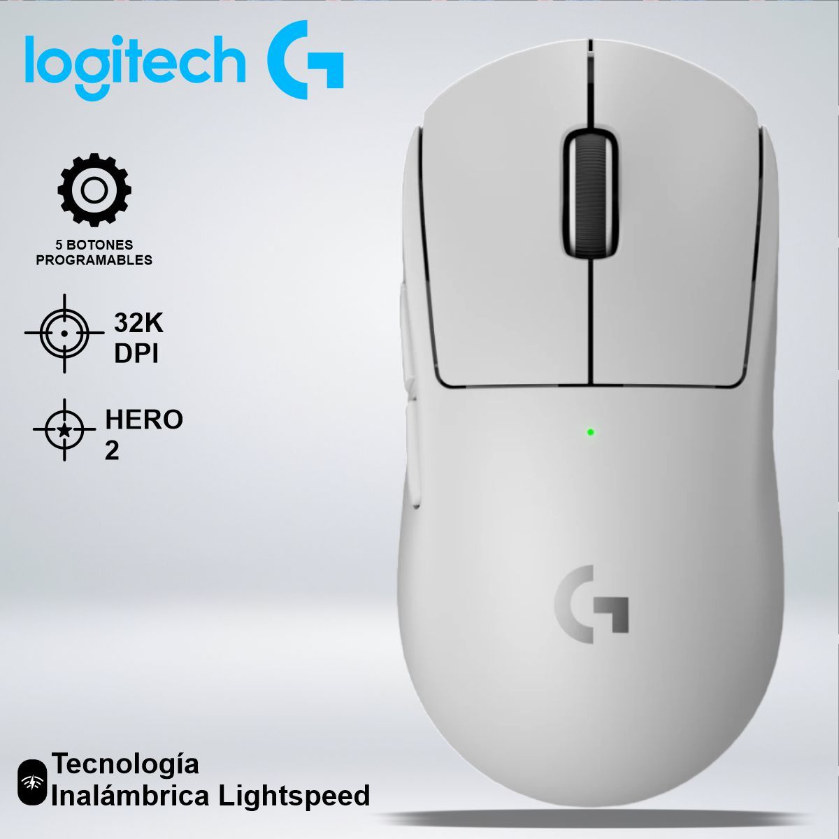 LOGITECH - MOUSE GAMER G PRO X SUPERLIGHT 2 LIGHTSPEED 44KDPI 5botones HERO 2