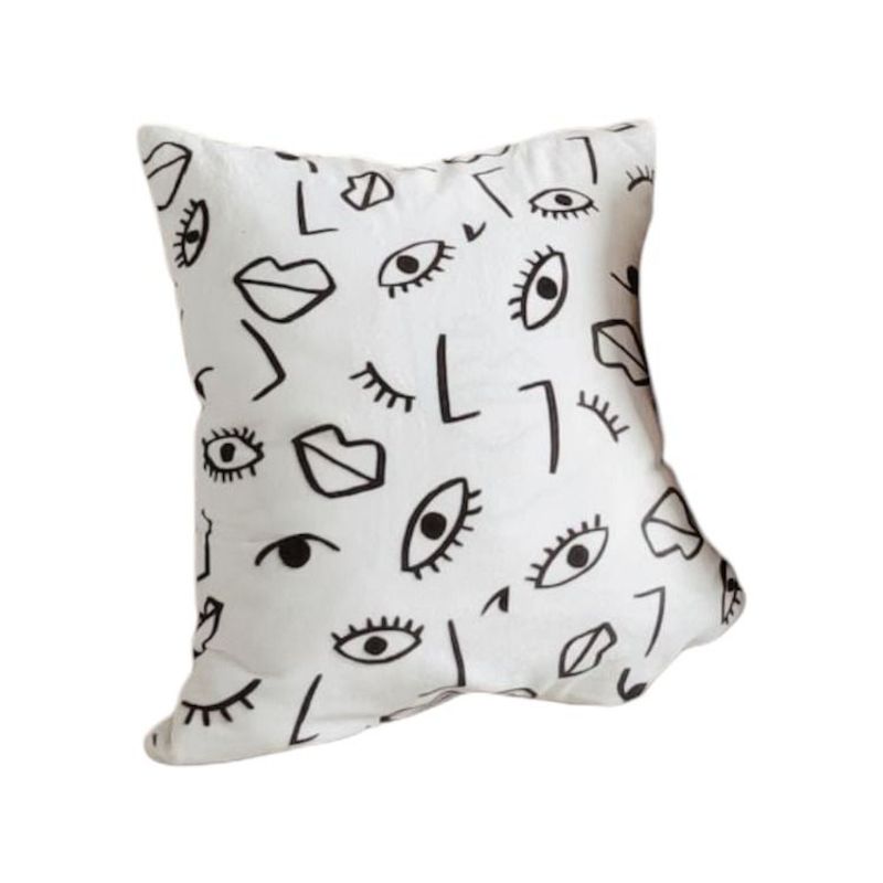 GENERICO - FUNDA MINIMALISTA HOME BLANCO MUCHOS OJOS ABSTRACTO