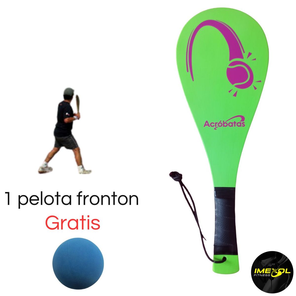 GENERICO - Raqueta frontón liviana + 1 pelota gratis