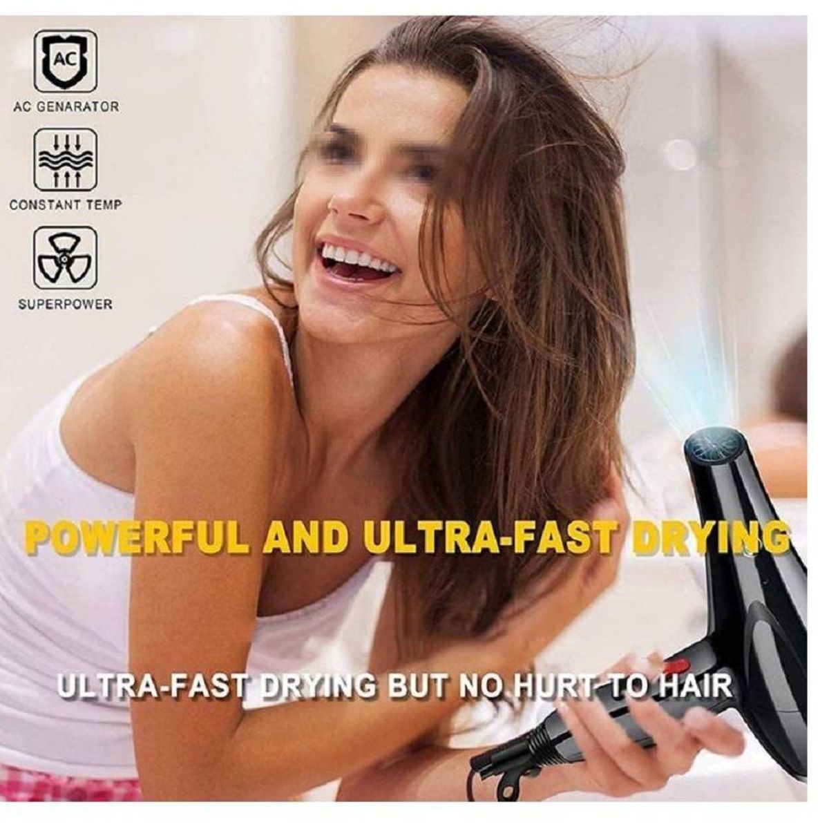 GENERICO - Secadora de cabello 5000 watts aire frío caliente con accesorios