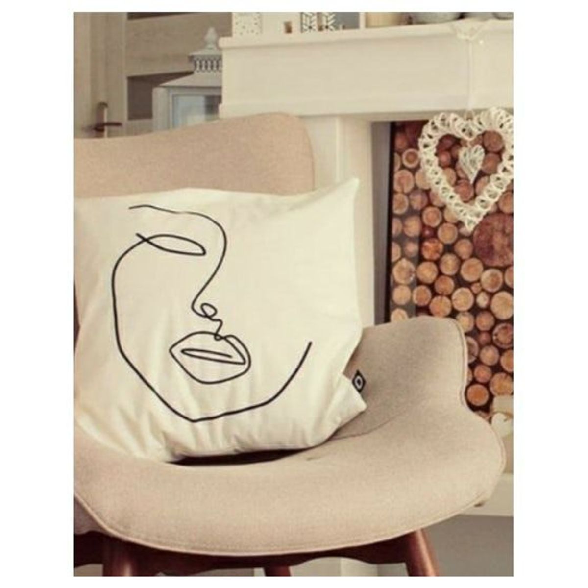 GENERICO - Funda Nordico Rostro Minimalista Crema 40x40 Cm