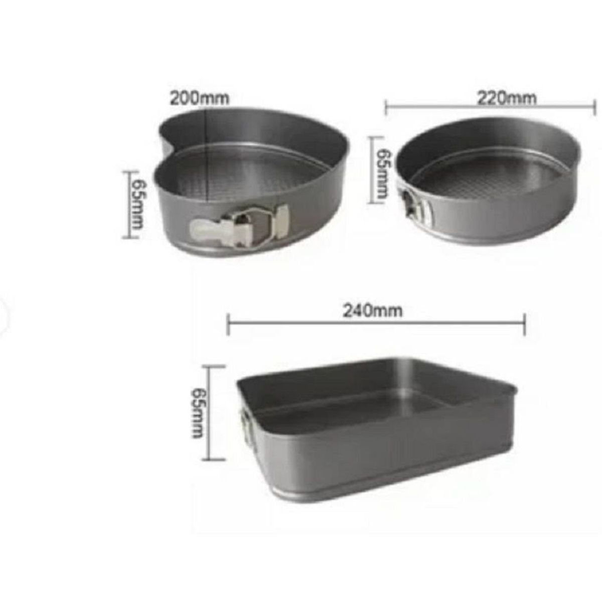 GENERICO - Molde para keke, tortas, postres 3 formas, desmontable antiadherente.