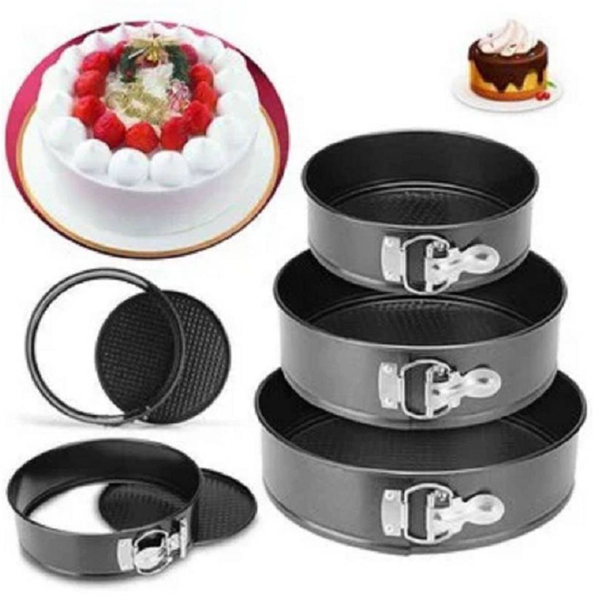 GENERICO - Set de 3 Moldes de Repostería para Keke antiadherente de 3 PCS