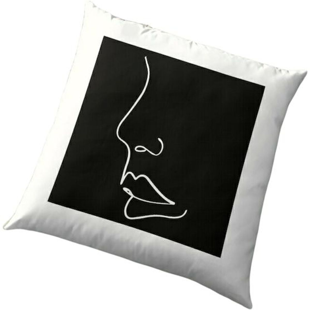 GENERICO - Cojin Minimalista Silueta De Rostro Femenino Negro 40x40 Cm