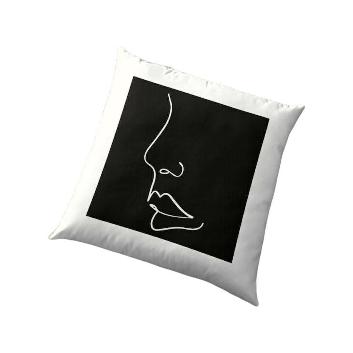 GENERICO - Cojin Minimalista Silueta De Rostro Femenino Negro 40x40 Cm
