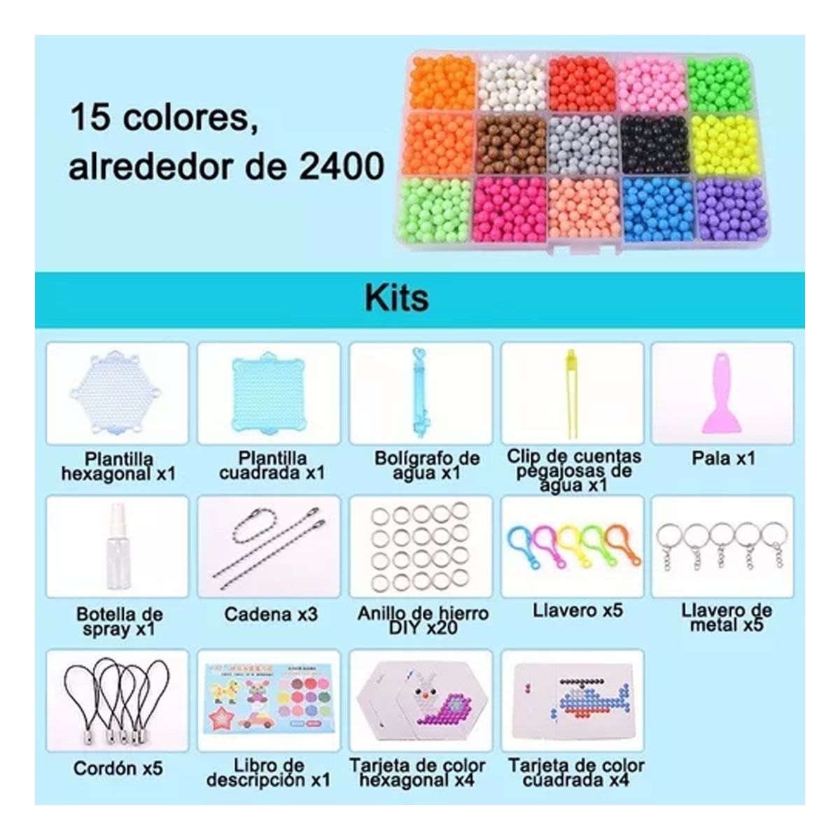 42AROZINA - Paquete Básico 2400 Pz Regalos Hama Beads Artkal Perler Kit