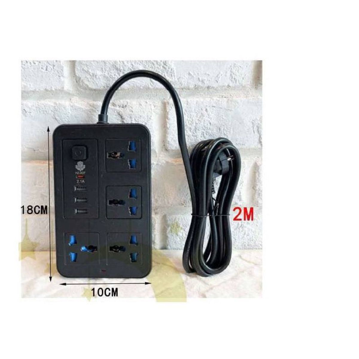 GENERICO - Tomacorriente Enchufe Múltiple 4 Tomas + 3 Puertos USB + 1 Type C