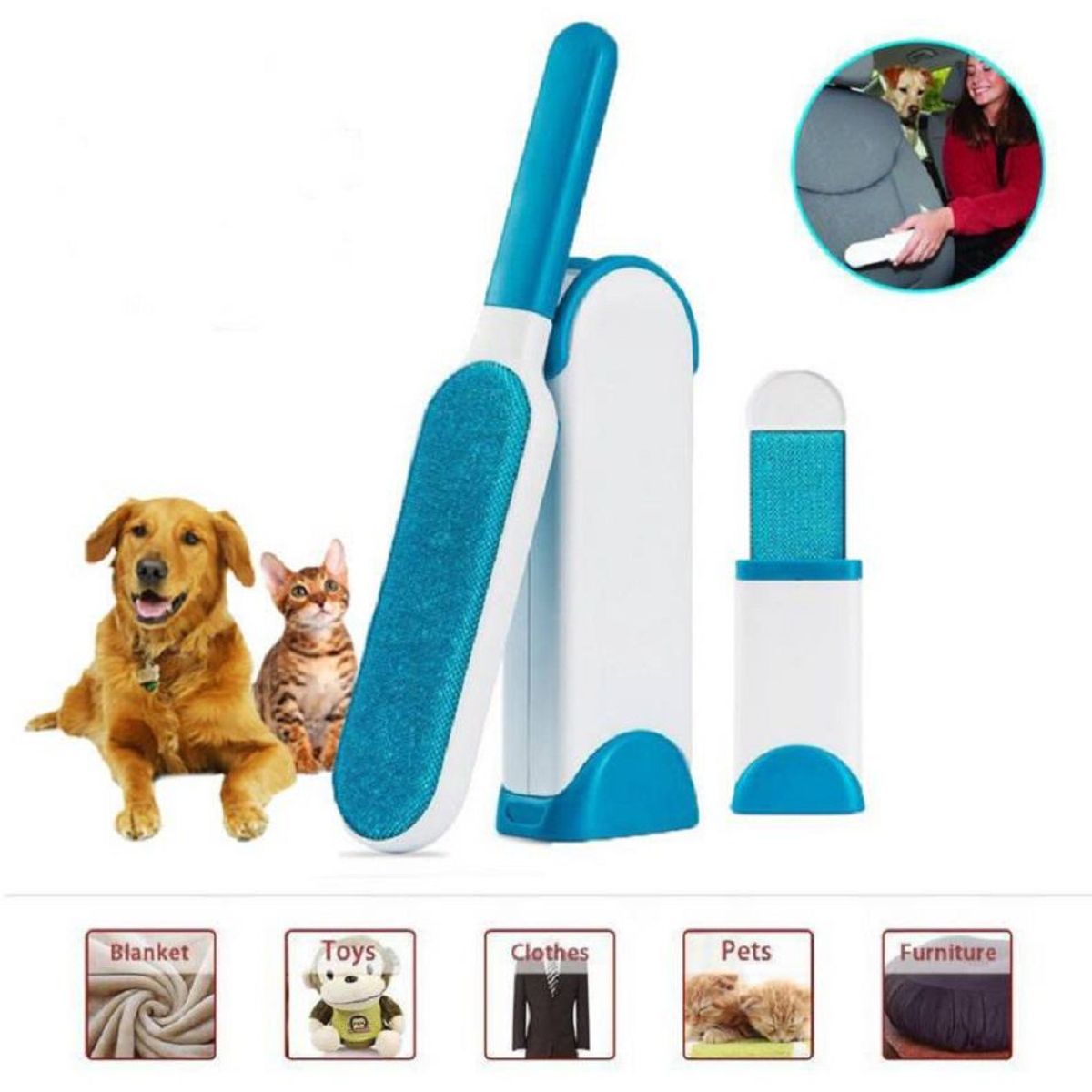 GENERICO - Removedor Quita pelusas de mascotas perros y gatos Celeste