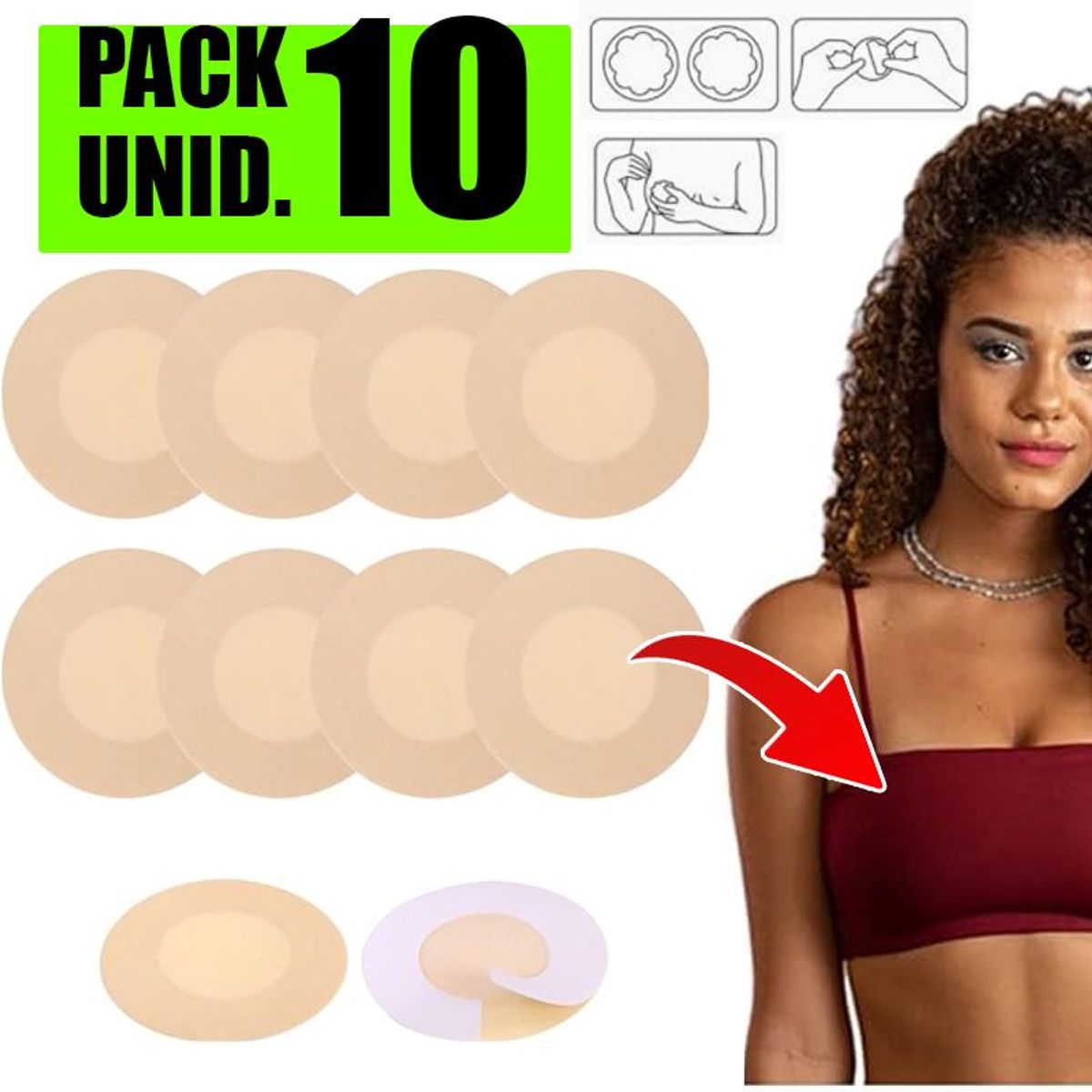 GENERICO - Cubre Pezones Pezon Parches Adhesivos Pezoneras 10 und
