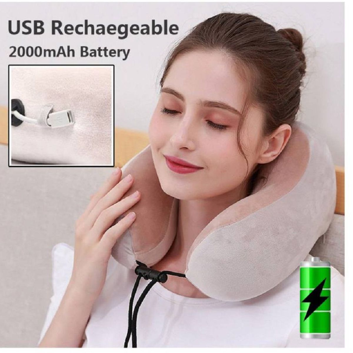 GENERICO - Masajeador de Cuello en Forma U para viajes recargable Marron