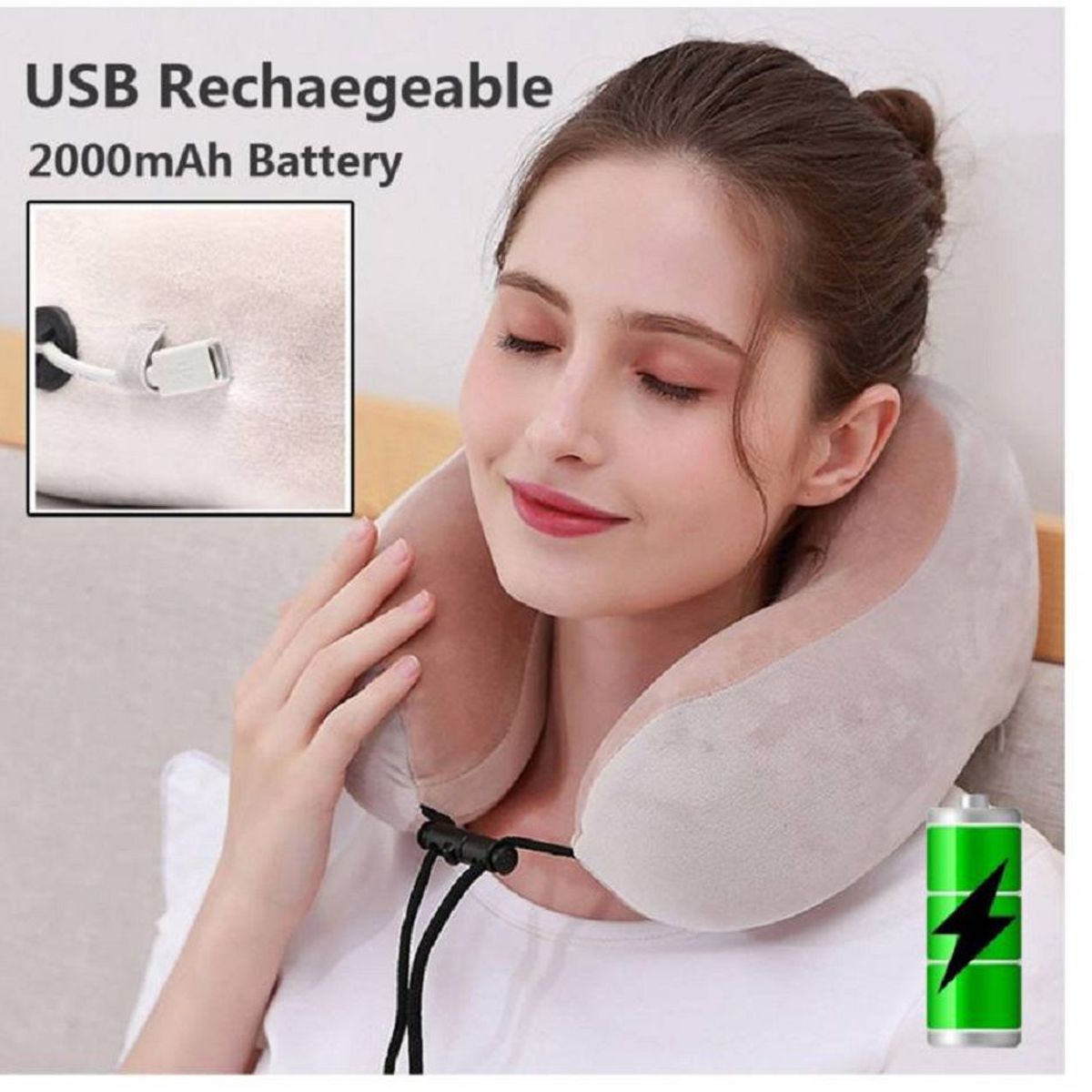 GENERICO - Masajeador de Cuello en Forma U para viajes recargable Marron