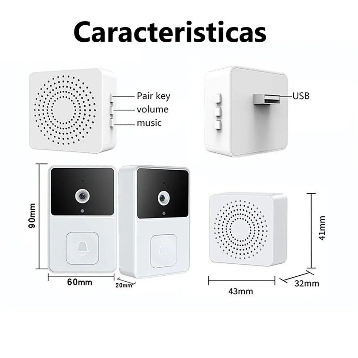 GENERICO - Timbre 19 melodías inalámbrico con cámara HD WiFi
