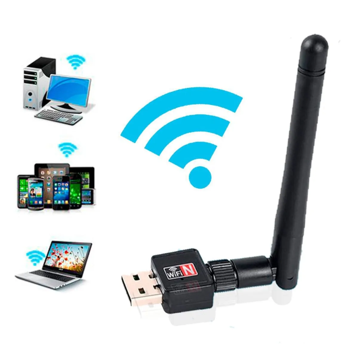 GENERICO - Antena Wifi USB de 1200 MB Adaptador internet p/ laptop pc