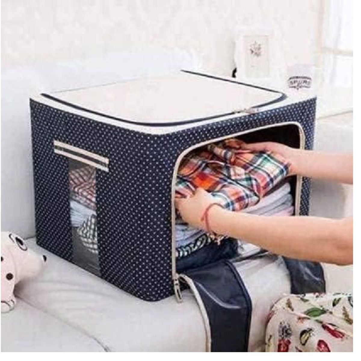 OEM - Caja de Almacenamiento Multifuncional Plegable 66 Litros - Azul