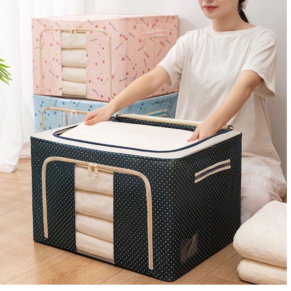 OEM - Caja de Almacenamiento Multifuncional Plegable 66 Litros - Azul