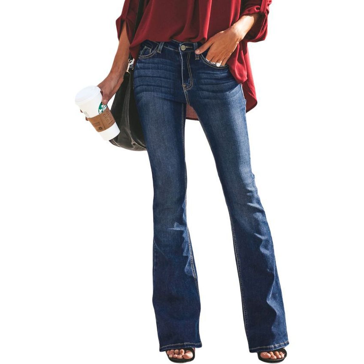 BLWOENS - Jeans de mujer pantalones vaqueros acampanados para mujer