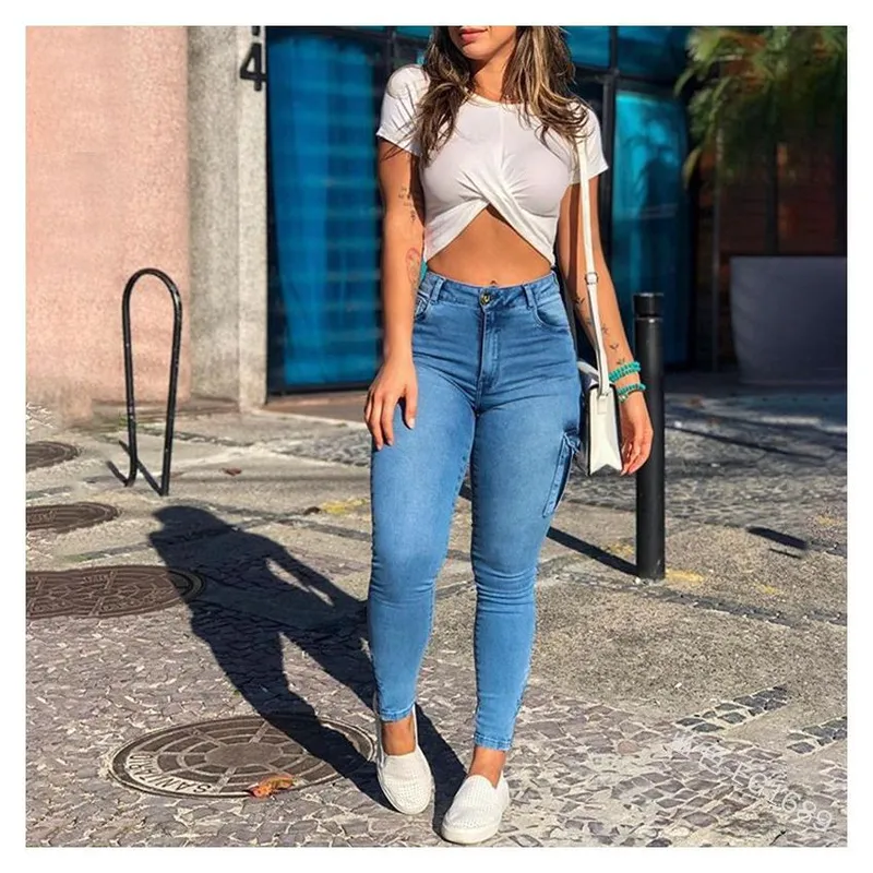 BLWOENS - Jeans casuales de moda para mujeres - Azul