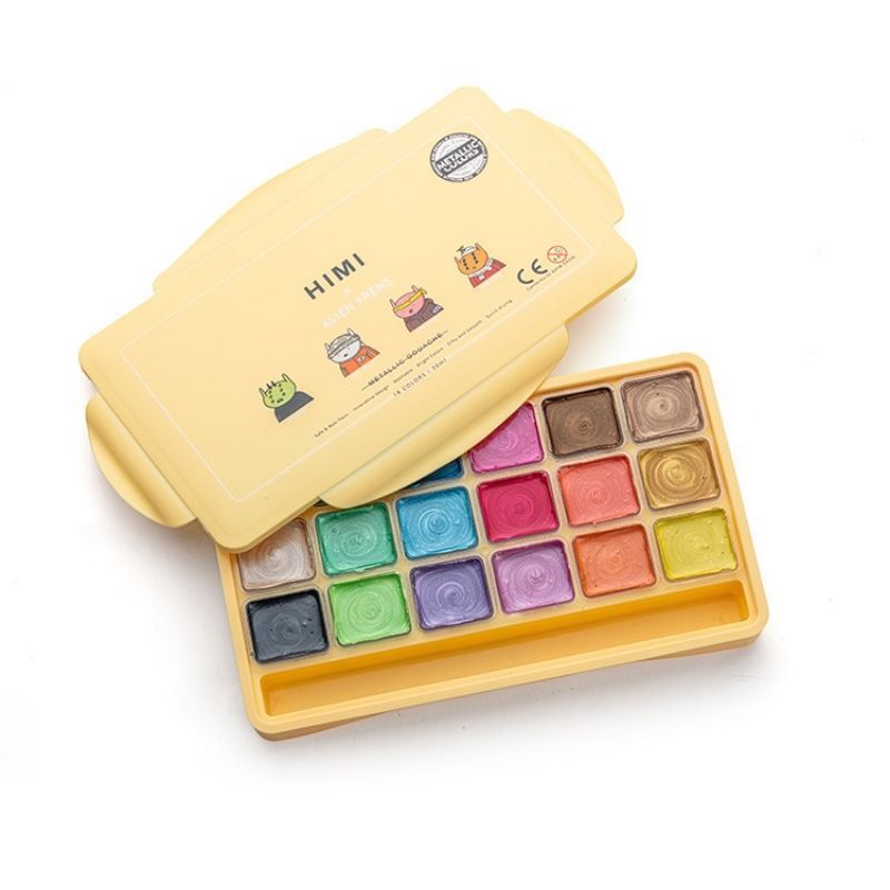 GENERICO - Himi & Alien Frens Gouache metálico - Set 18 colores - 30ml Jelly Cup