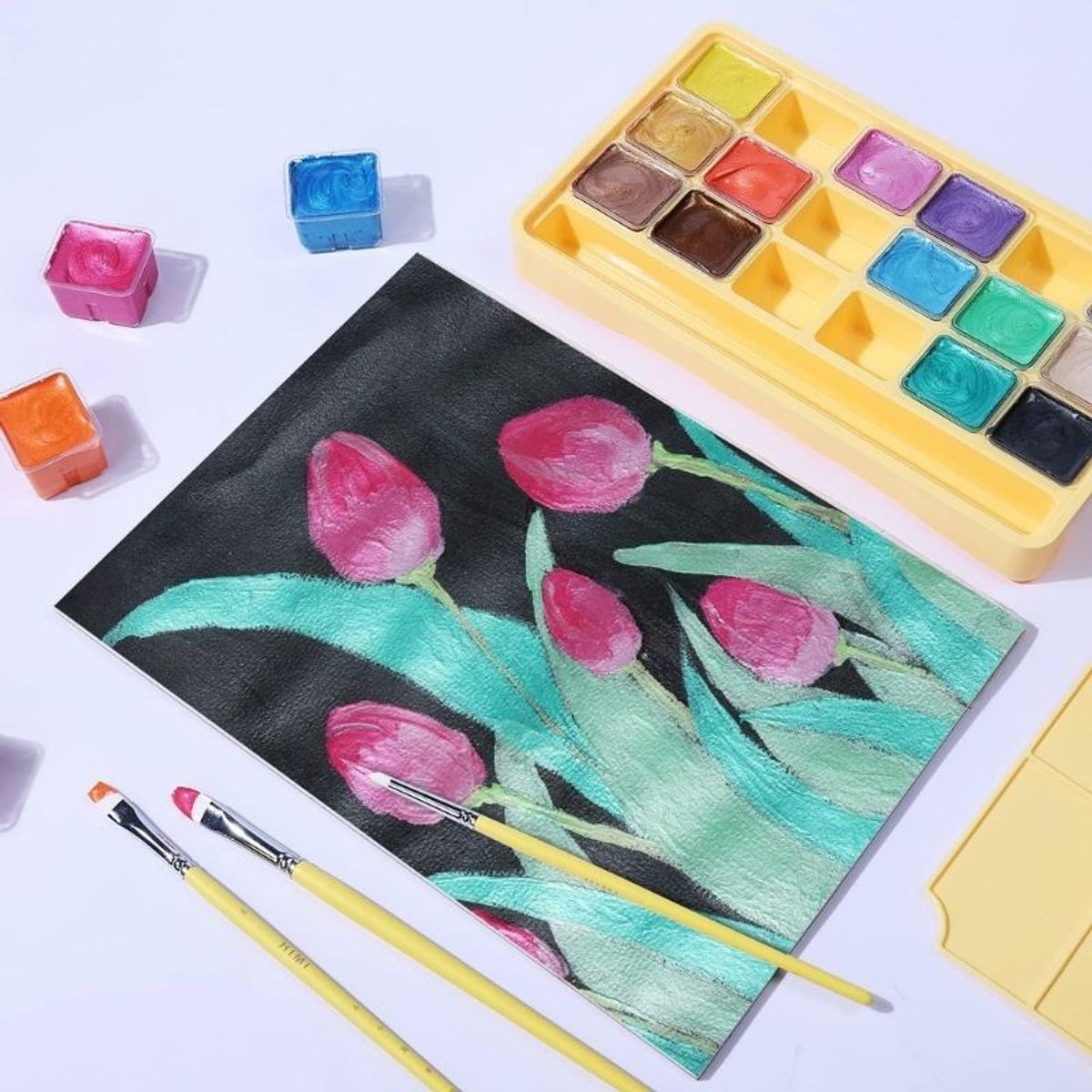 GENERICO - Himi & Alien Frens Gouache metálico - Set 18 colores - 30ml Jelly Cup