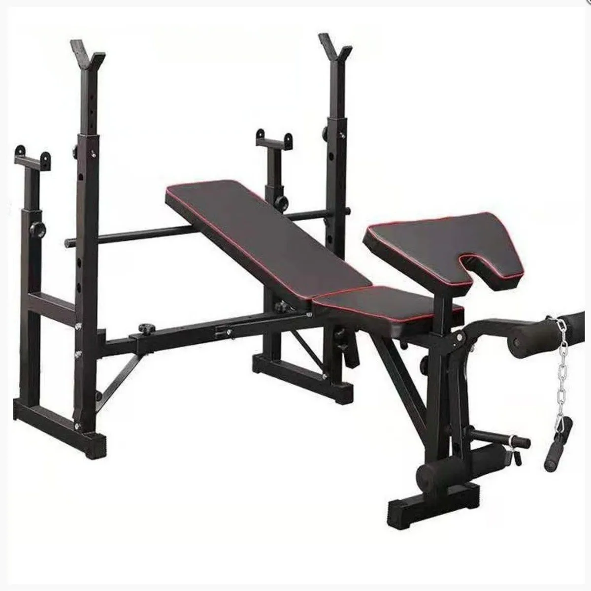 ALPHA GYM - Banco para pesas de doble rack y predicador Mini gym