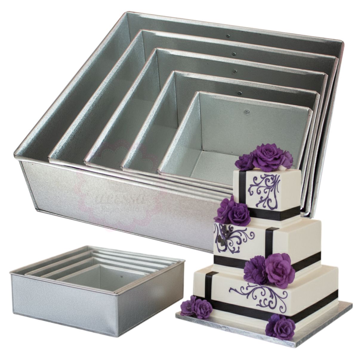 GENERICO - Set de 5 Moldes Cuadrados para Repostería