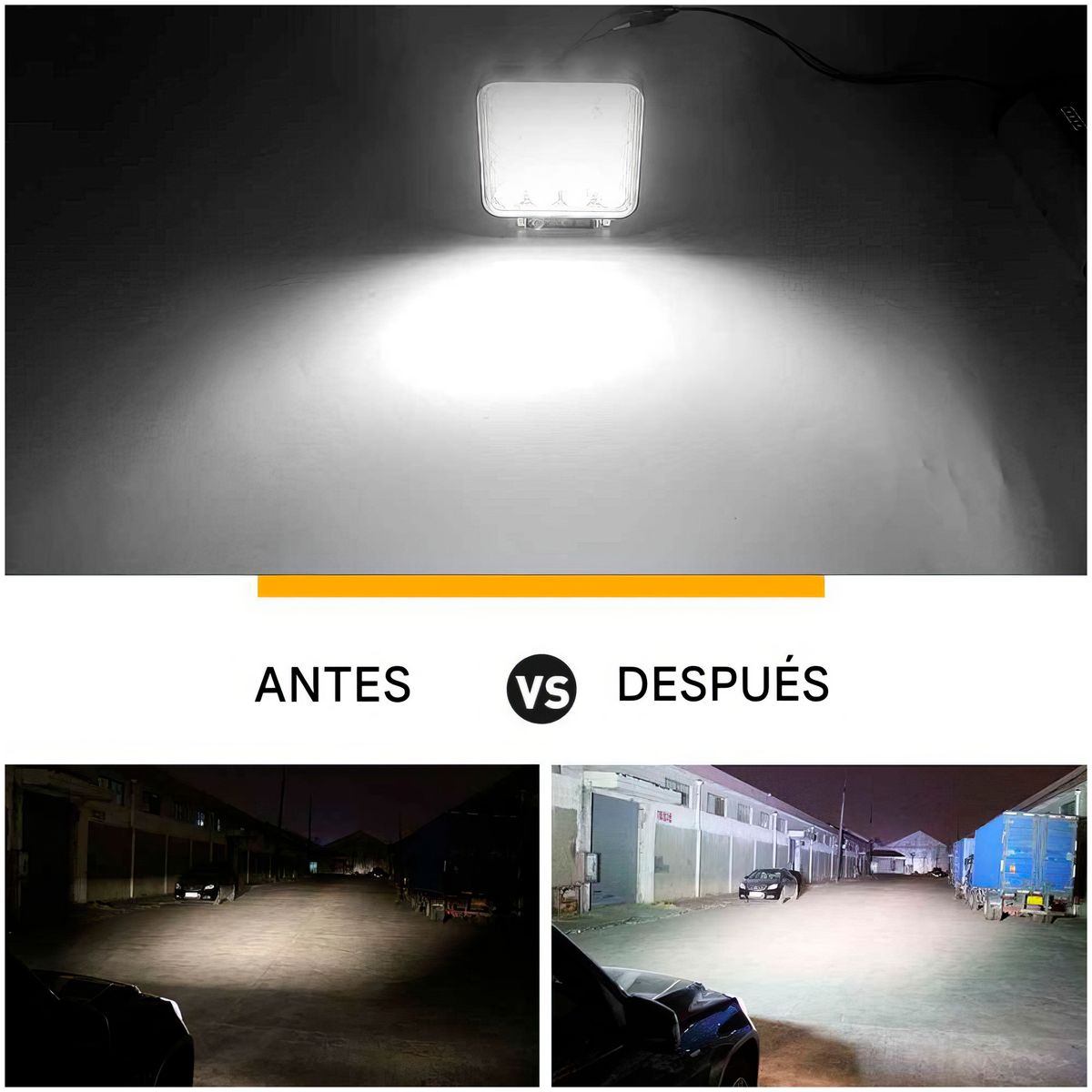 GENERICO - Faro LED16 Cuadrado Blanco 48W 6000 lm Multivoltaje Impermiable