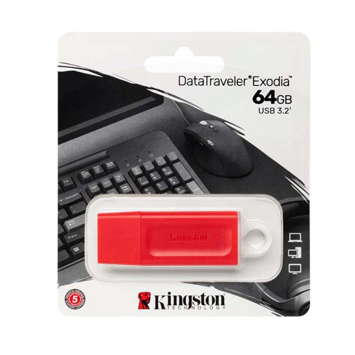 KINGSTON - Memoria 64GB KINGSTON Data traveler rojo USB 3.2 GEN 1
