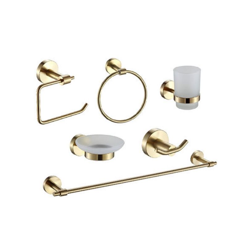 GENERICO - Set de Baño 6 Piezas de Acero Dorado