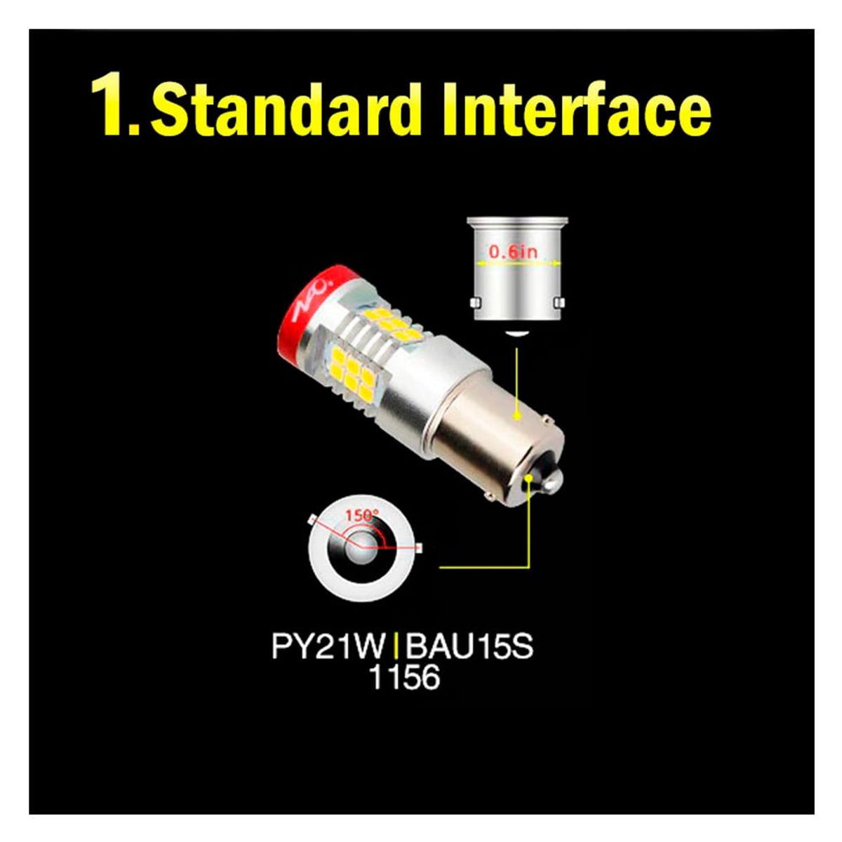 NAOEVO - Led Señal N5 PY21W 1156 BAU15S Luz Roja 1.500LM NAOEVO