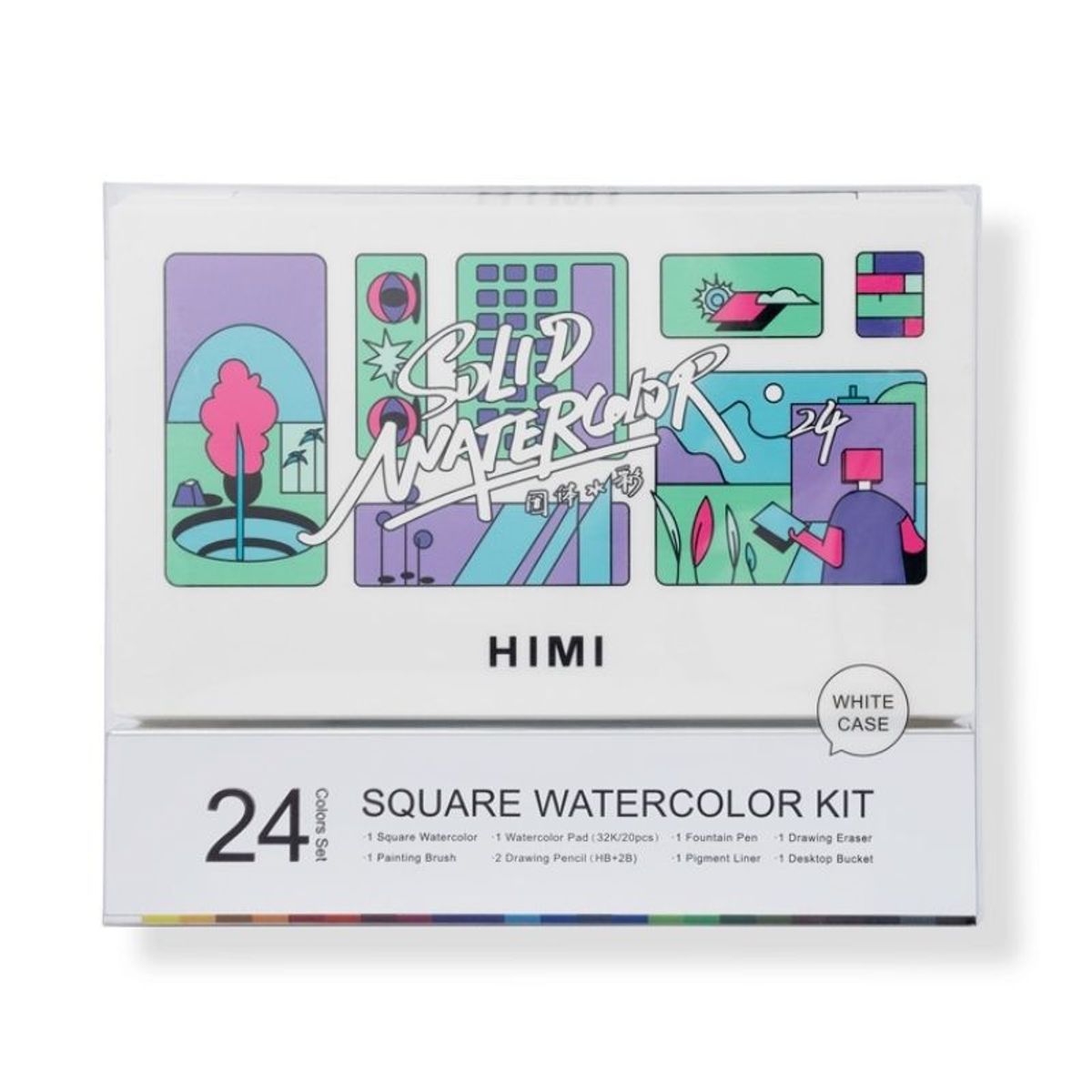 GENERICO - Miya Kit de Acuarela Square x24 colores