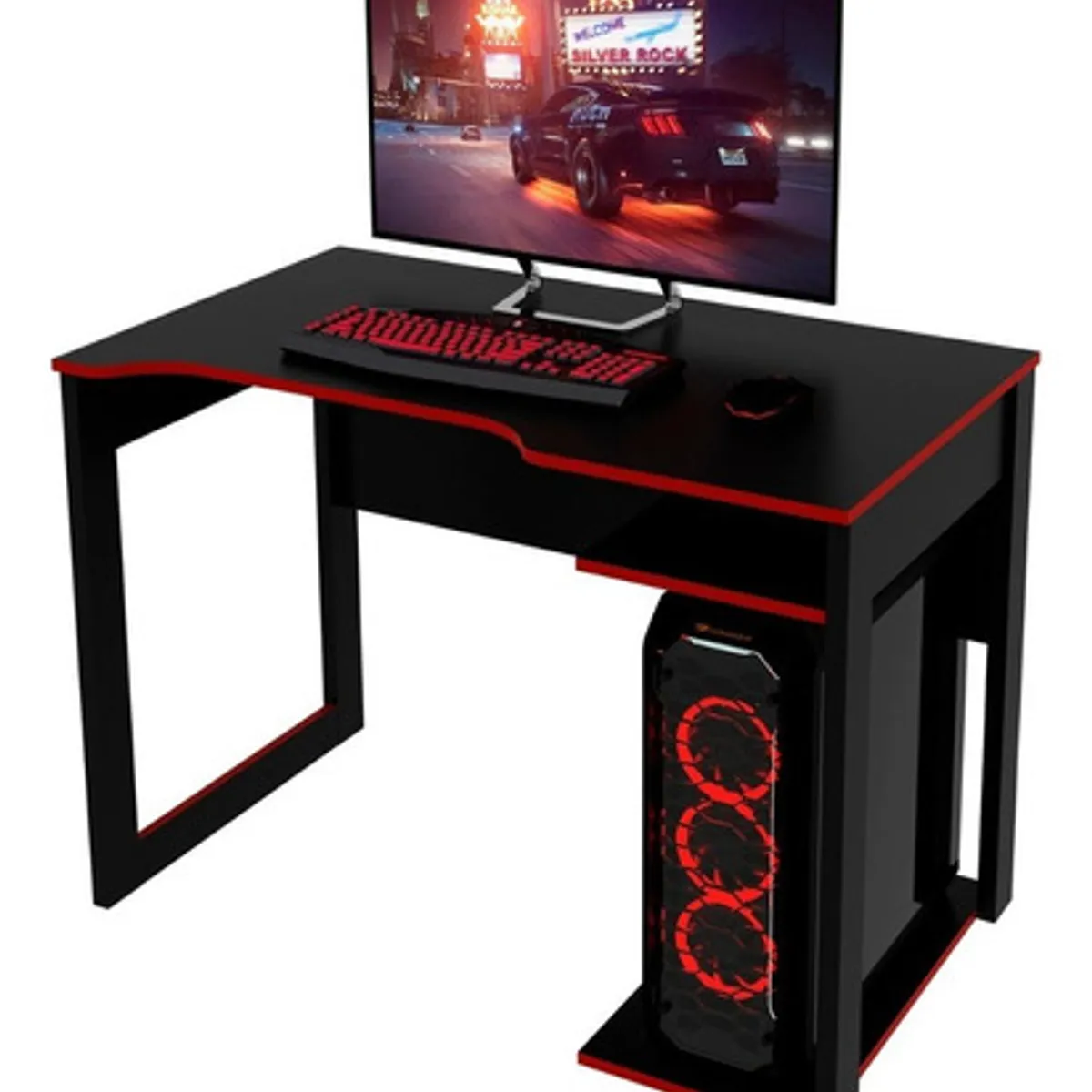BONNO - Escritorio De Melamina Gamer Thonet Negro/Rojo Bonno