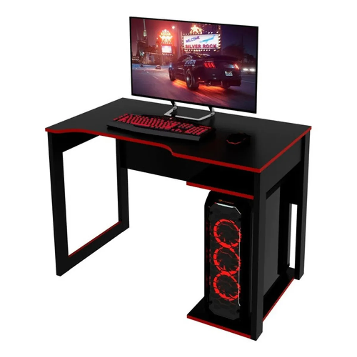 BONNO - Escritorio De Melamina Gamer Thonet Negro/Rojo Bonno