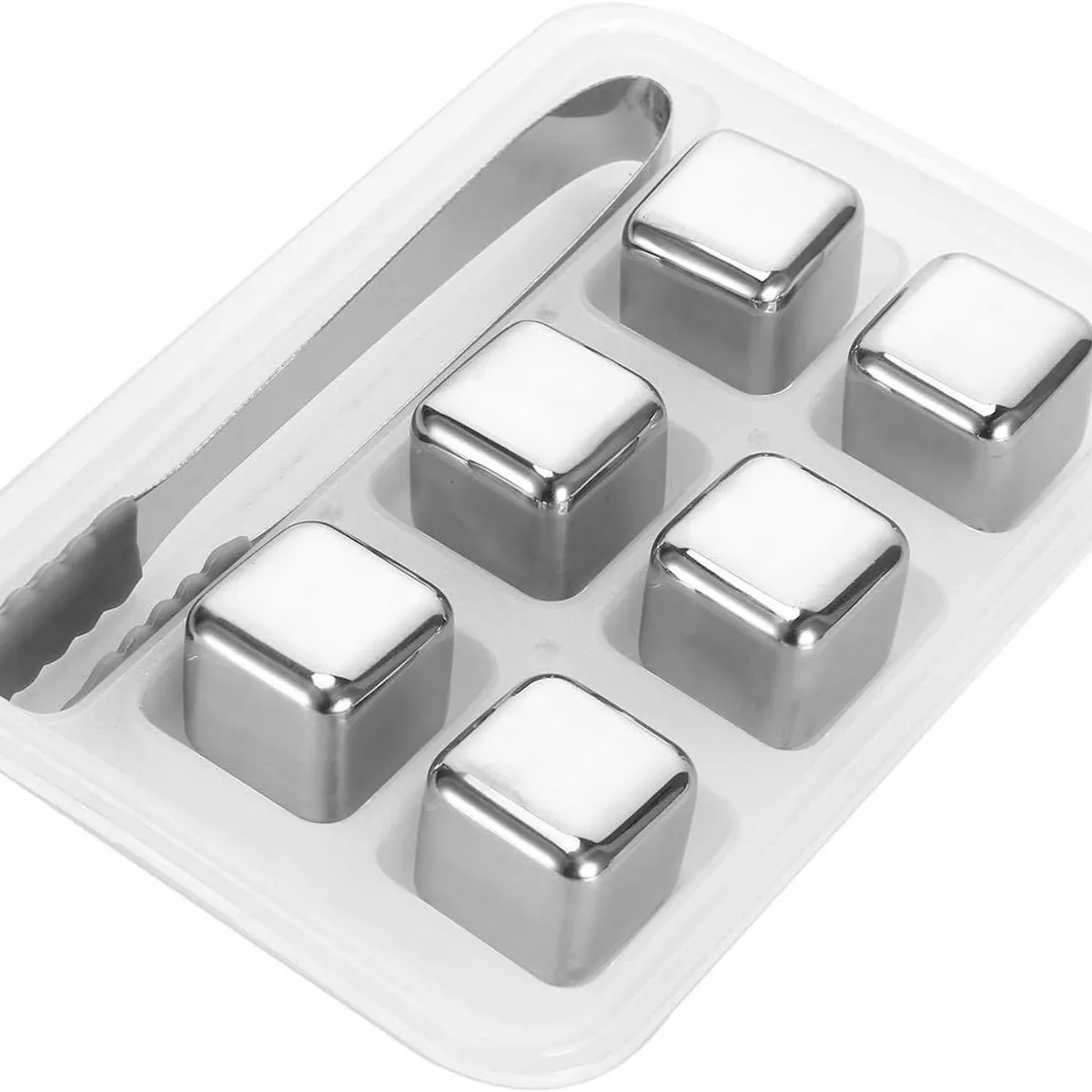 GENERICO - Cubos de Hielo de Acero 6pcs  Pinza