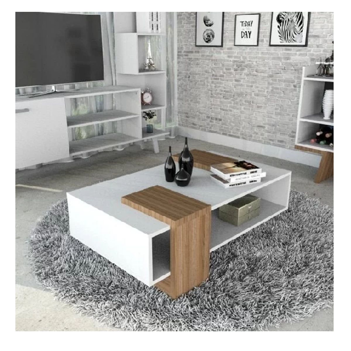 GENERICO - MESA DE CENTRO OLIVER - LA CASA DEL MUEBLERO  - BLANCO CON EXPRESSO