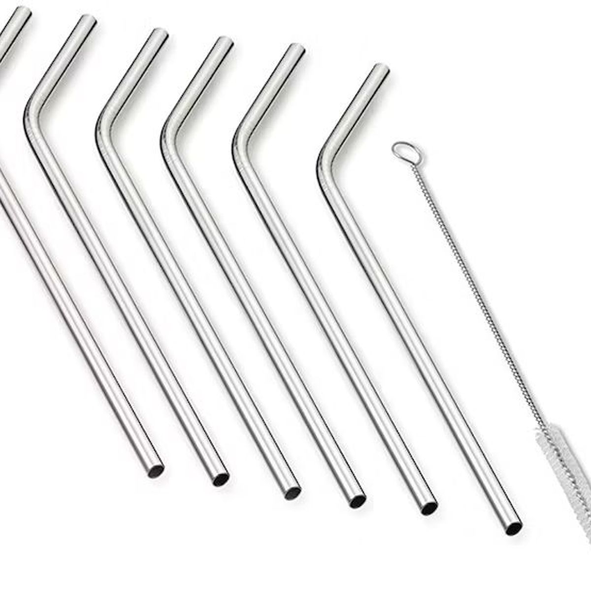 STAINLESS STEEL - Set 6 Sorbetes de Acero Inoxidable y Cepillo Limpiador de Cañita