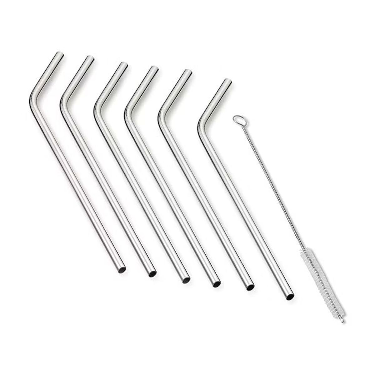 STAINLESS STEEL - Set 6 Sorbetes de Acero Inoxidable y Cepillo Limpiador de Cañita