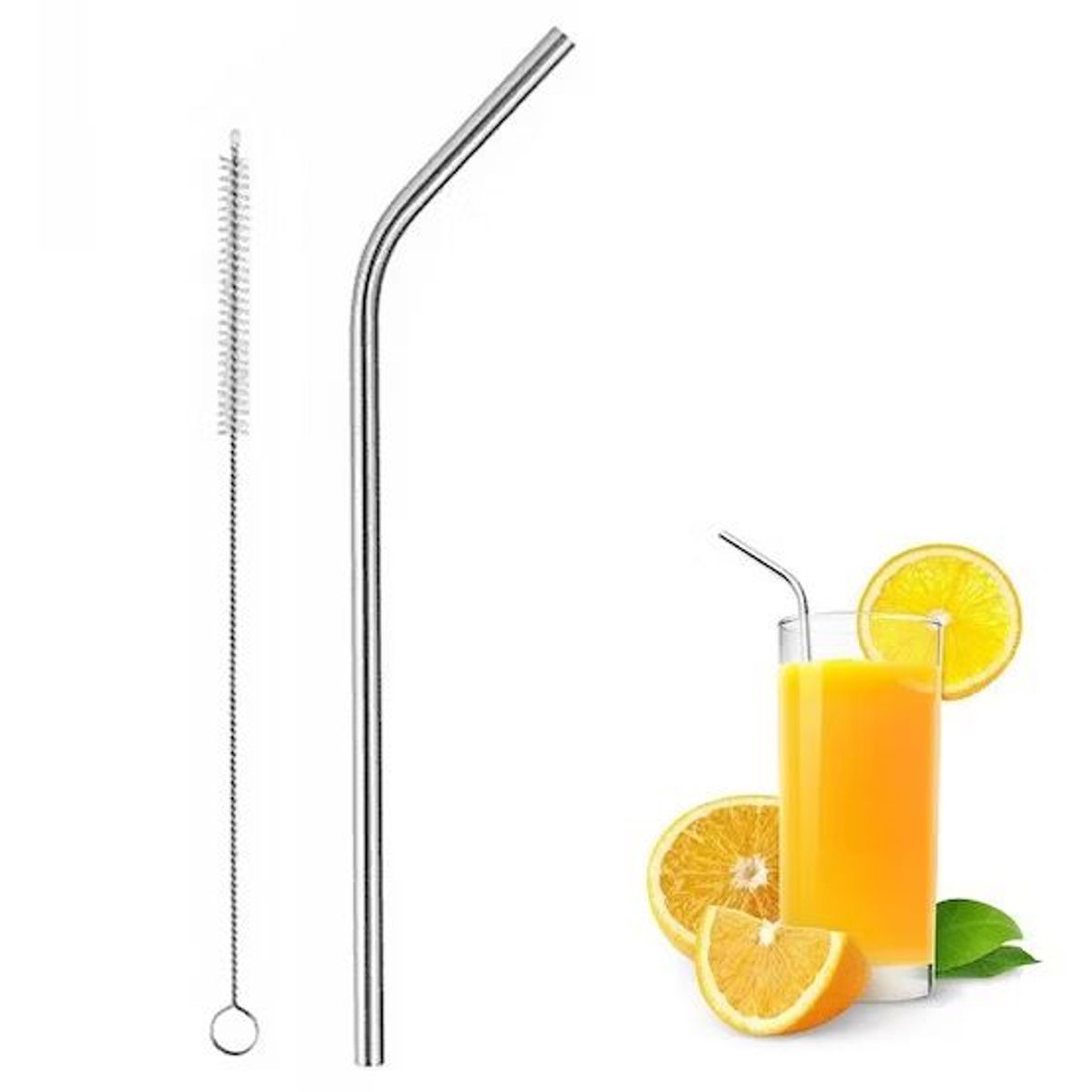 STAINLESS STEEL - Set 6 Sorbetes de Acero Inoxidable y Cepillo Limpiador de Cañita