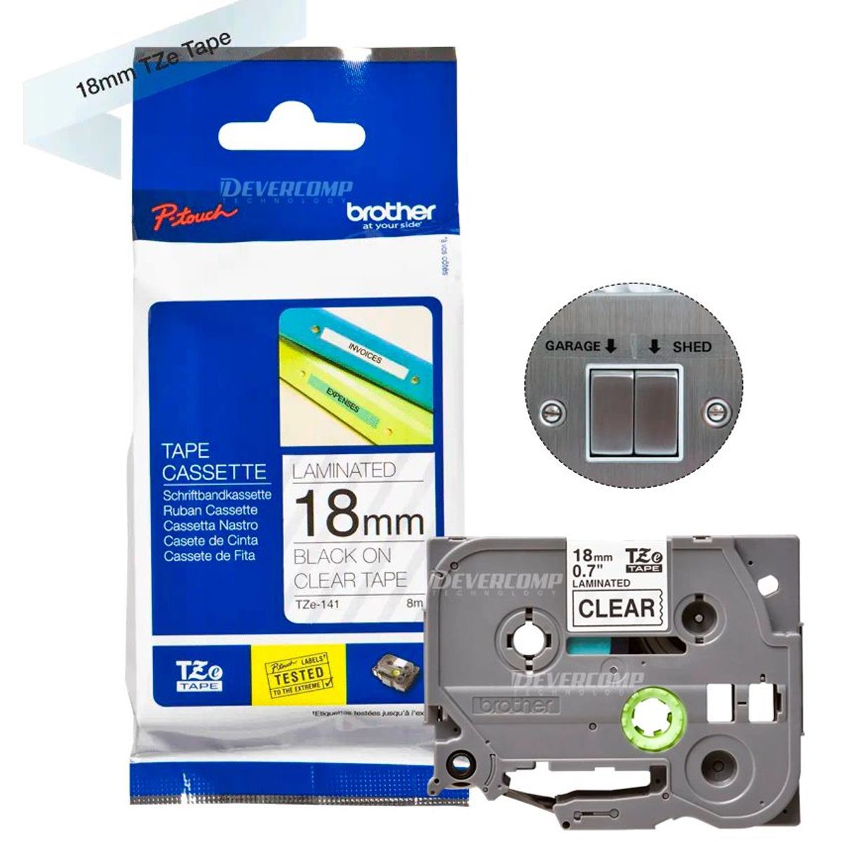 BROTHER - Cinta Brother Tze-141 18mm x 8m Fondo transparente y letras negras