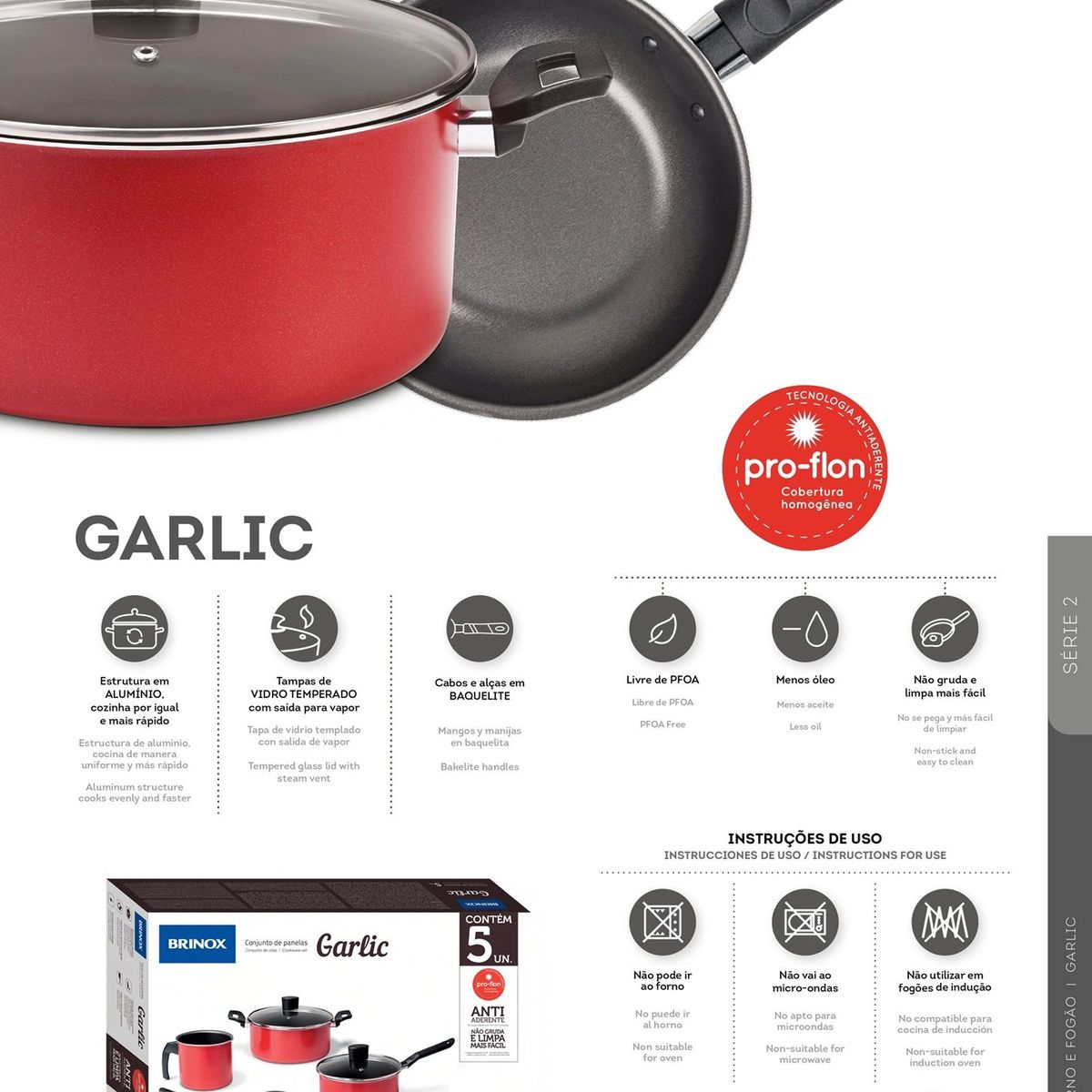BRINOX - Sartén 13cm 0.25L Aluminio Brinox Garlic Rojo