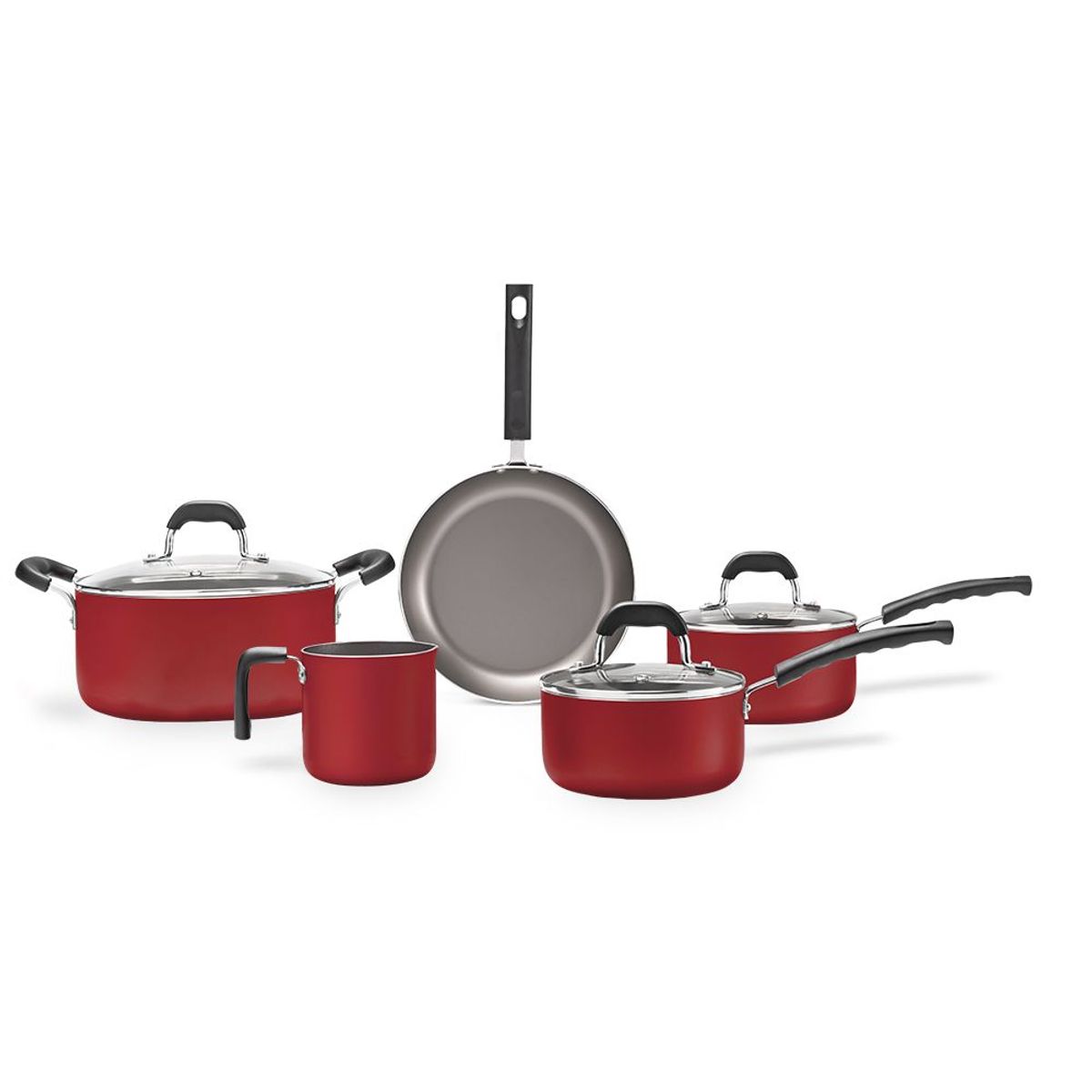 BRINOX - Juego de Ollas 8 Piezas Brinox Linea Saffron Rojo