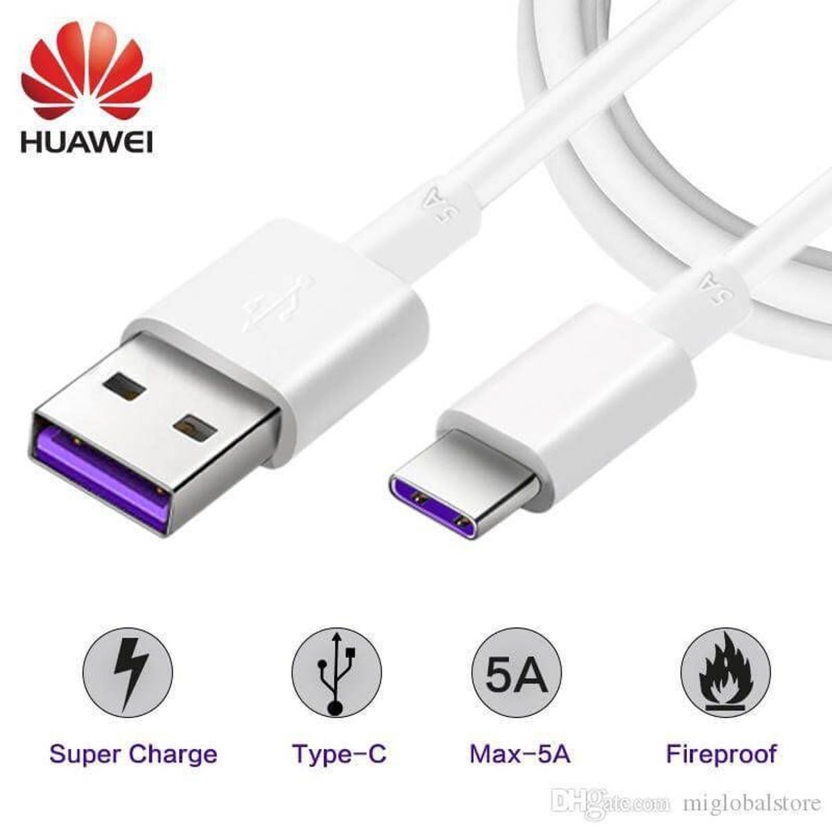 HUAWEI - Cable Huawei USB a Tipo C 5A - Blanco